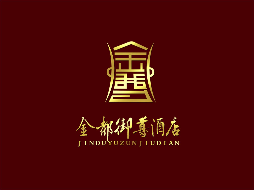 金都御尊酒店logo設(shè)計(jì)之紅底金字效果圖