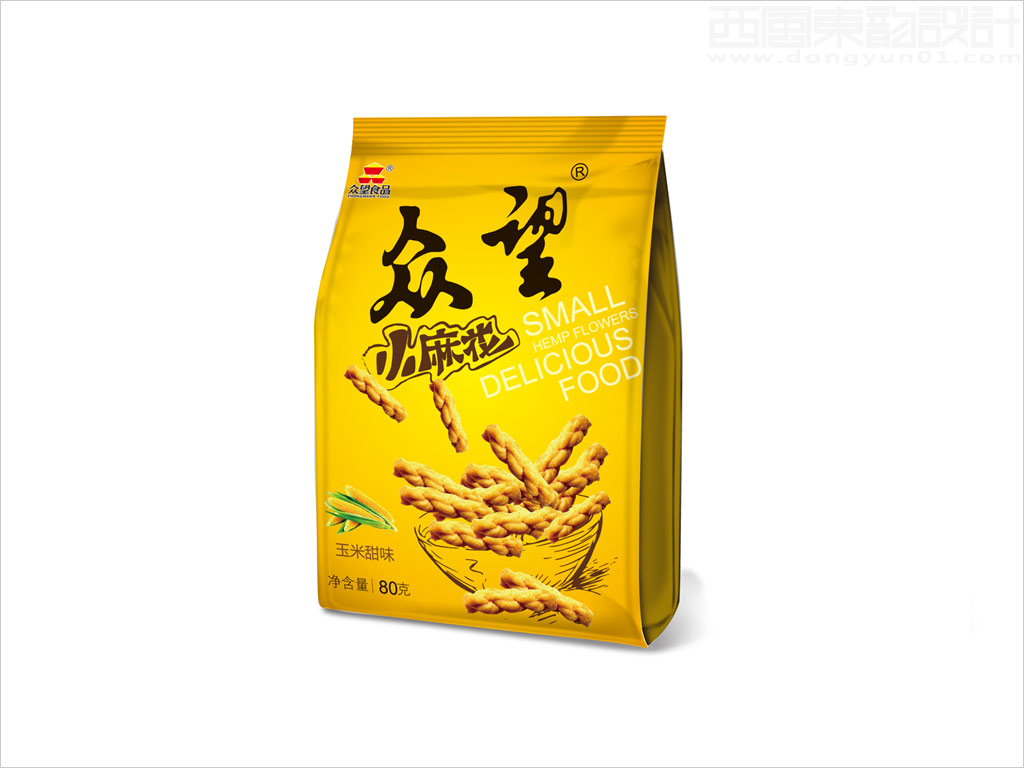 湖北眾望科工貿(mào)有限公司眾望玉米甜味小麻花休閑食品包裝袋設計