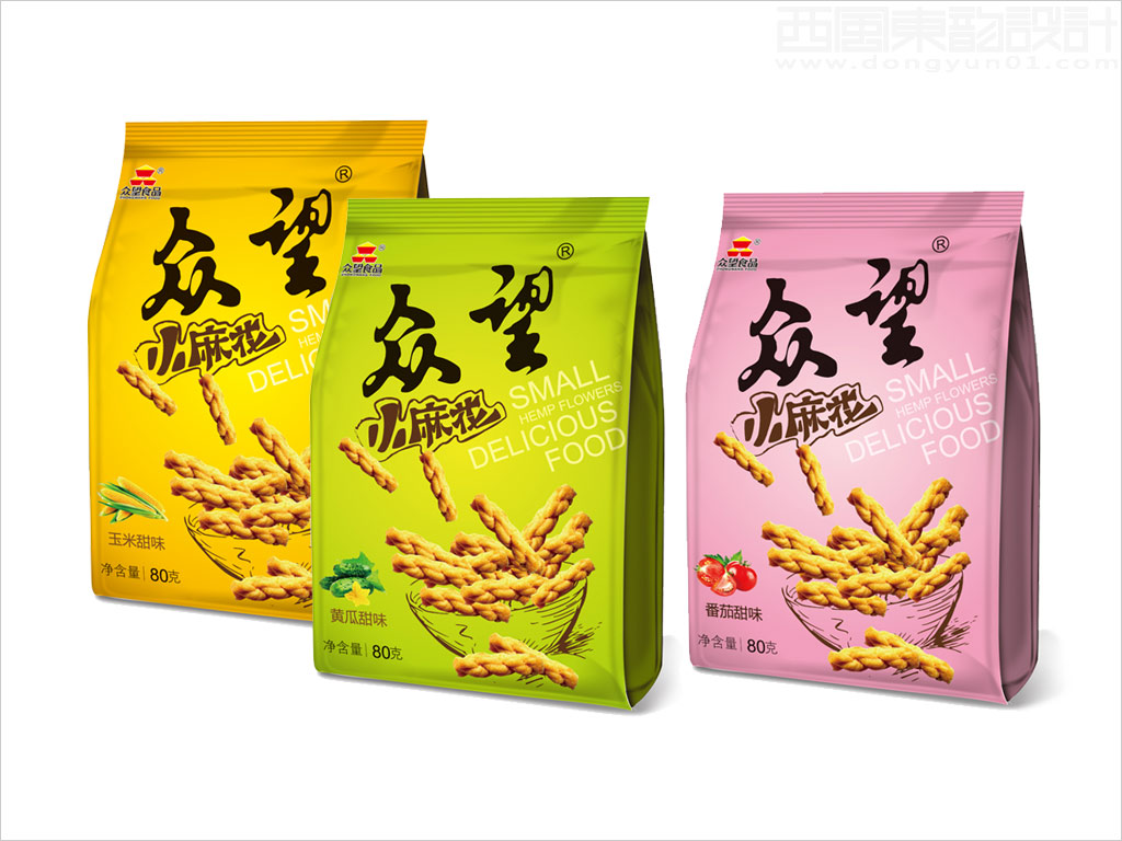 湖北眾望科工貿(mào)有限公司眾望小麻花休閑食品包裝袋設計