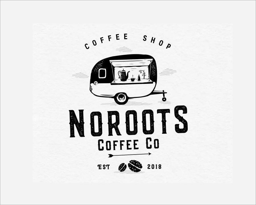 Coffee Shop NoRoots Coffee Co. logo設(shè)計