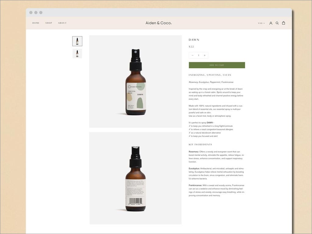 Aiden＆Coco香水品牌網(wǎng)站頁面設(shè)計(jì)