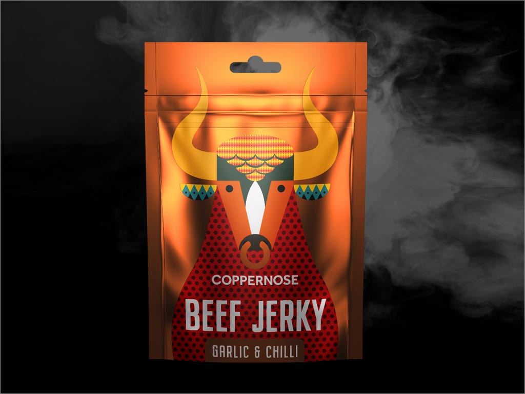 英國Coppernose beef Jerky香辣味牛肉干休閑食品包裝設(shè)計(jì)