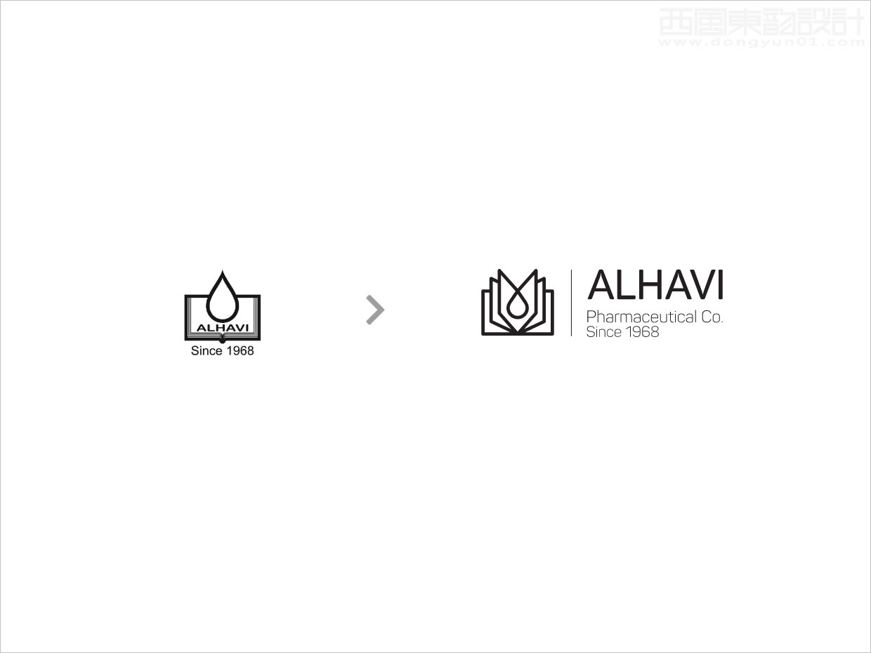 伊朗ALHAVI醫(yī)藥科技公司品牌logo設計之新舊logo設計對比