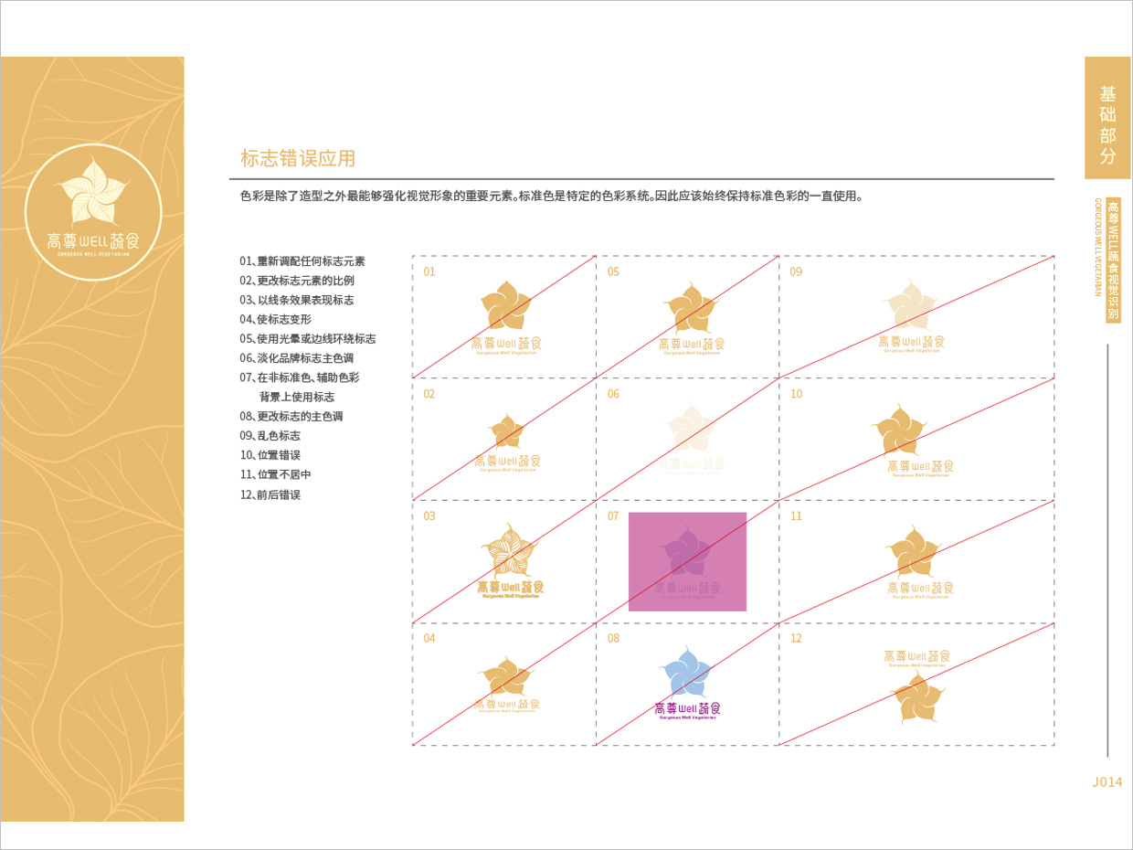 高尊well蔬食素食餐廳全案vi設(shè)計之錯誤應(yīng)用范例